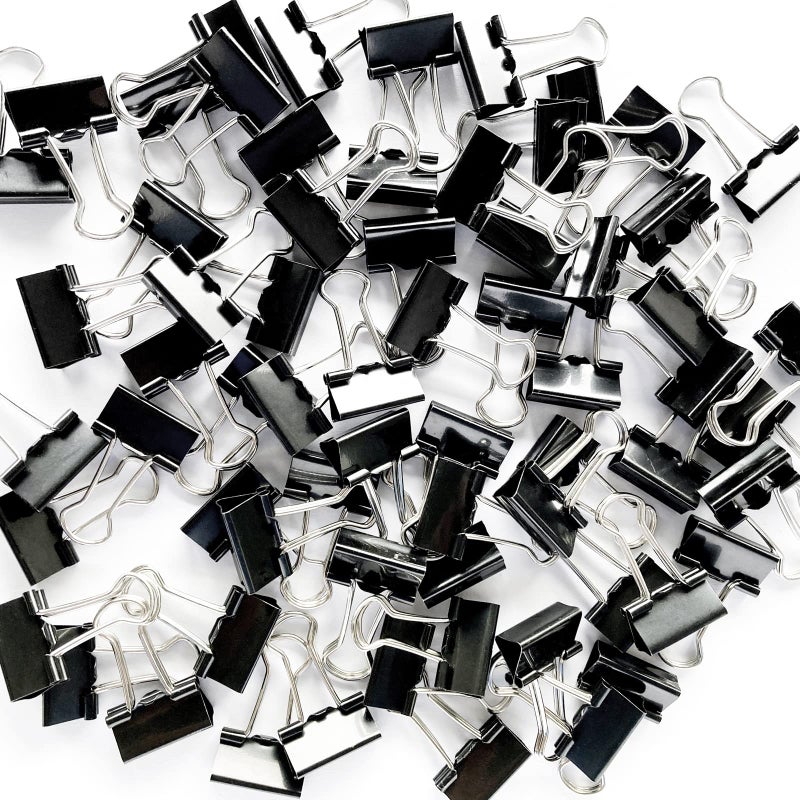 DSTELIN 96 Pack (19mm) Mini Binder Clips 3/4-Inch Small Black Paper Clamps for Office Supplies - Image 1